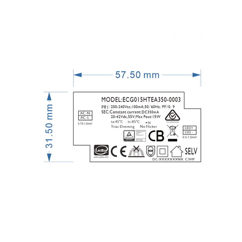 LEDTU DRIVER  DIMBAAR  350mA  VOOR SIA & ORTHO 14W/15W MDRLED®