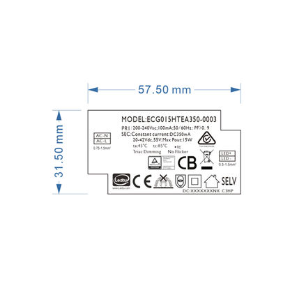 LEDTU DRIVER  DIMBAAR  350mA  VOOR SIA & ORTHO 14W/15W MDRLED®