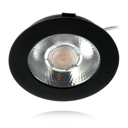 ECODIM | LED-Möbelstrahler | Geringe Einbautiefe | IP54 | WARMWEISS | RUND | SCHWARZ | 55 mm