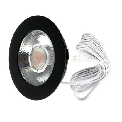 ECODIM | LED-Möbelstrahler | Geringe Einbautiefe | IP54 | WARMWEISS | RUND | SCHWARZ | 55 mm
