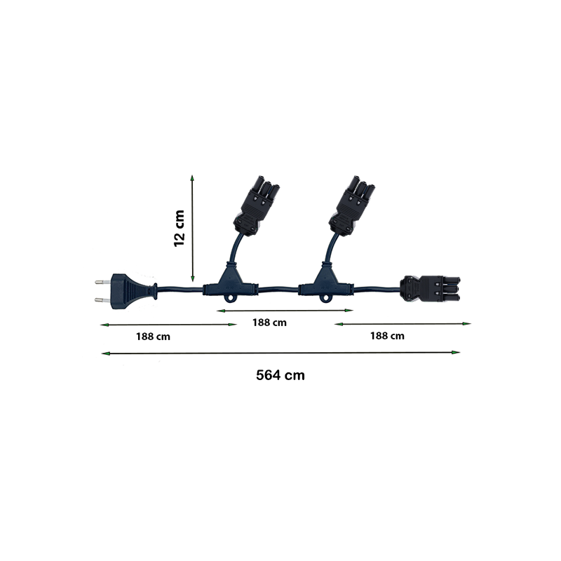 Eurostekker naar 2x / 3x / 4x SWP-3 Stekker | MDRLED® | 2m Kabel | Zwart | 2 Jaar Garantie