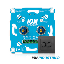 ION Industries Duo Triac LED Dimmer Mat Antraciet – 2×0.3-200 Watt