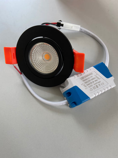 MINI Power LED-spot van MDRLED® – Krachtige 3W COB LED-Spot, 2700K, Mat Zwart, Ø55mm