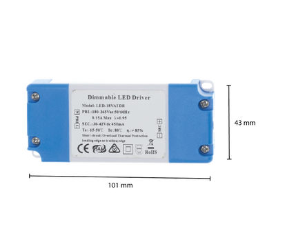 Dimbare LED Driver Constant Current 450mA | 13.5–18.9W | 30–42V | Triac Dimbaar | IP22