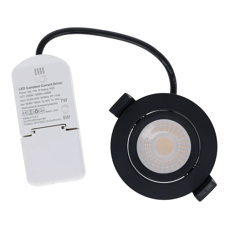 Inbouwspot Zwart D2W 5W 7W IP65 CCT