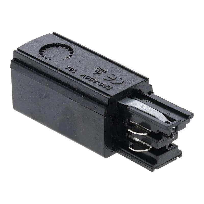 Power Connector links voor 3-Fase Railsysteem – Zwart. MDRLED