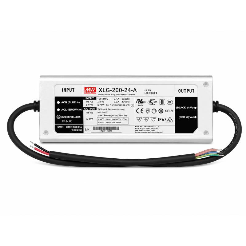24V LED Driver Mean Well 200W  IP67  24V DC  8.3A&nbsp