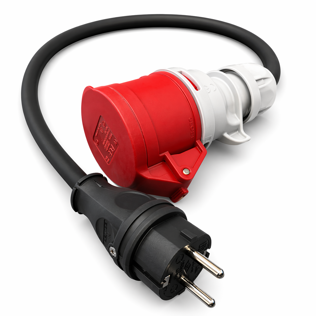 Verloopkabel 230V naar CEE 16A 5-polig 0.5M – H07RN-F IP44