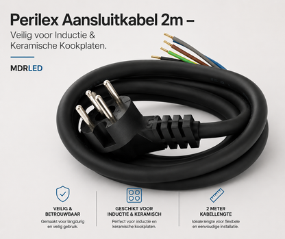 Perilex Kabel 2 meter – 5x2.5mm² Zwart Neopreen | Hittebestendig – KEMA Keur – MDRLED®