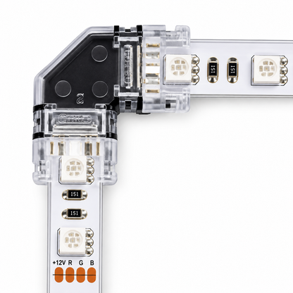 Hippo-M LED RGB-strip met 4-pins connector in L-vorm voor 10 mm IP54/65 10 stuks.