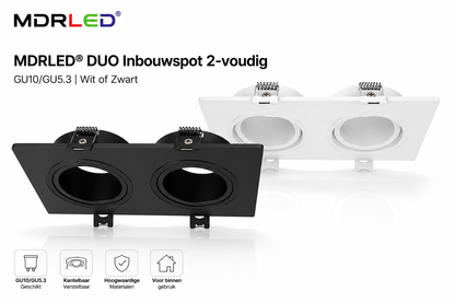 MDRLED® DUO Inbouwspot 2-voudig | GU10/GU5.3 | Wit of Zwart