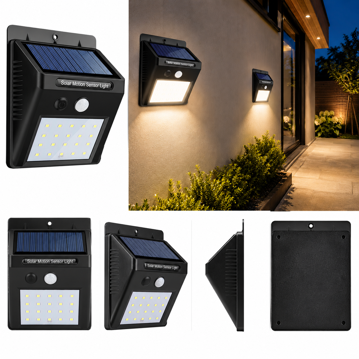 Solar Buitenlamp - Set van 2 Stuks - Bewegingssensor - 20 LED - Waterdicht - Buiten & Tuin sensor - Buitenverlichting op Zonne-energie