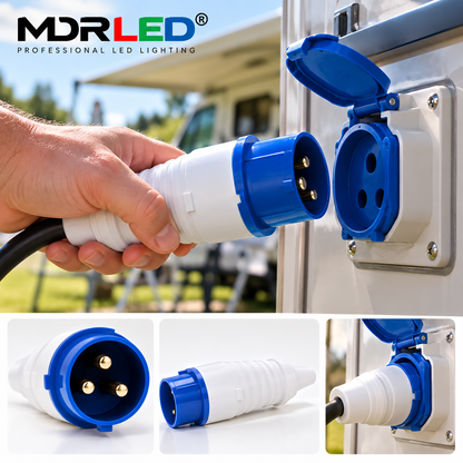 MDRLED® CEE Campingstekker 16A | 230V | 3-polig | IP44 | Blauw Actie op=op