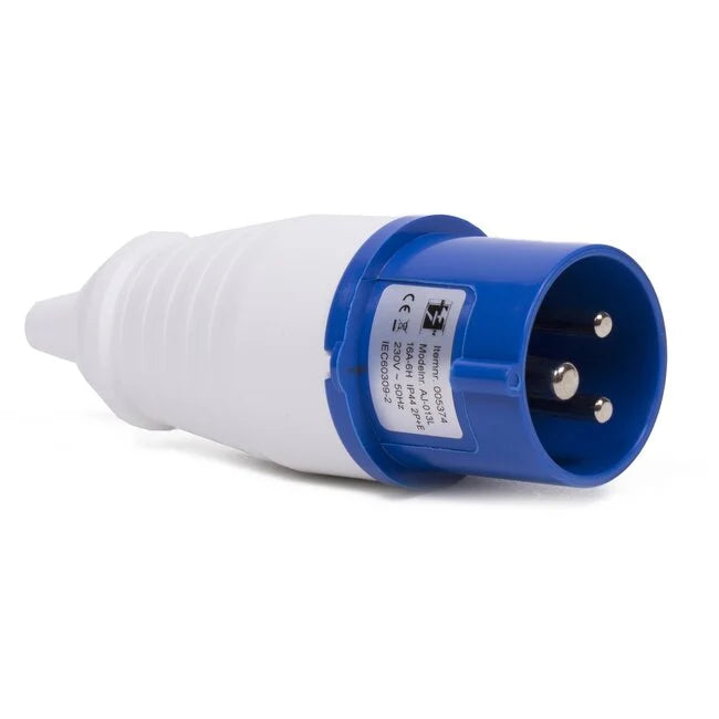 camping CEE Stekker 3 polig 16A blauw 230V 6H 16A IP44 MDRLED