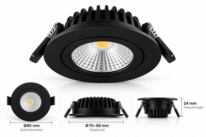 LED-Einbaustrahler Luna Slim-Fit 5W Dimmbar Schwarz MDRLED®