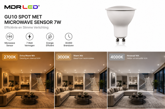 MDRLED® GU10 LED Spot 7W met Microwave Sensor | Bewegingssensor | 721 Lumen