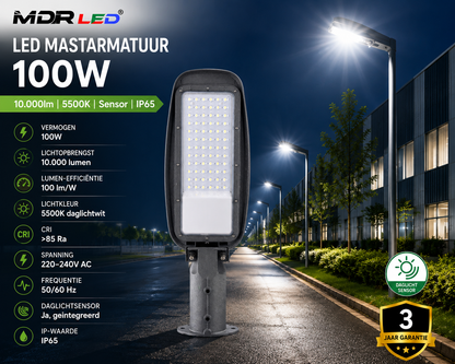 MDRLED® LED Mastarmatuur 100W | 10.000lm | 5500K | Sensor | IP65 Tijdelike Actie