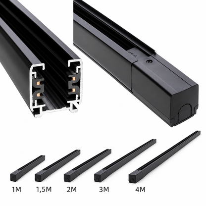 MDRLED® 3-Fase Spanningsrail Zwart | 1 tot 4 Meter