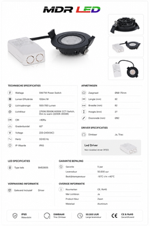 LED Inbouwspot Zwart | CCT Switch + Dim to Warm | IP65 | 5W/7W | MDRLED®