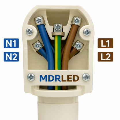 Perilex Stekker Verloop naar 2x230V over 2 Fasen Verdeeld MDR LED®