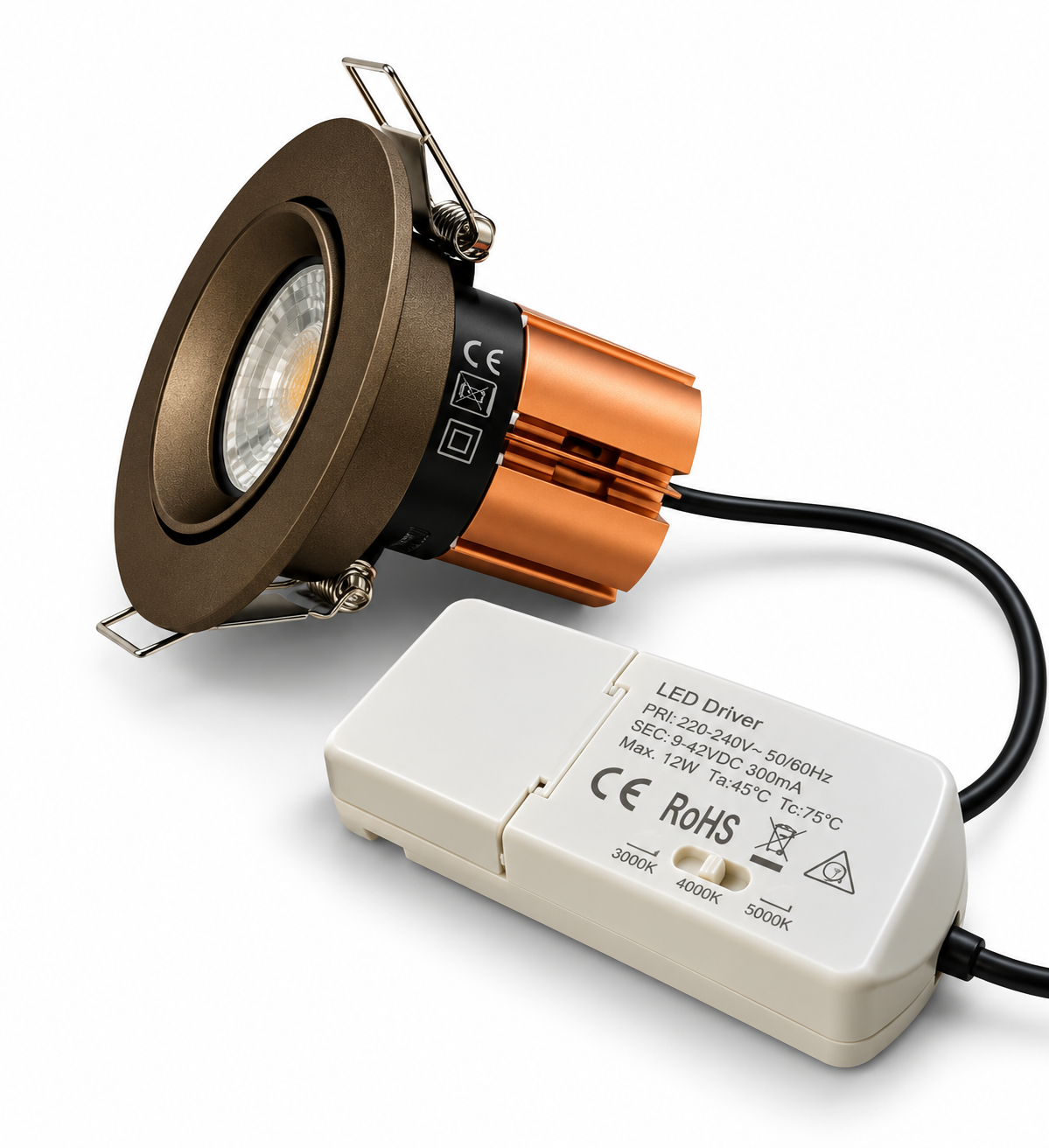 LED Inbouwspot Donkerbrons 9/12W CCT | CRI >98