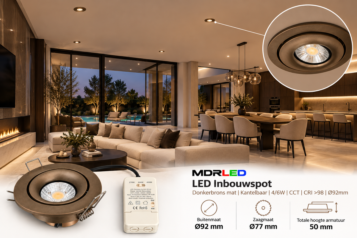 LED Inbouwspot Donkerbrons 4/6W CCT | Kantelbaar