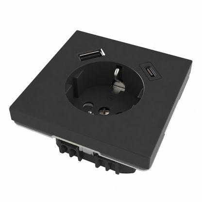 Wandcontactdoos RA met USB-A & USB-C | Wit/Zwart