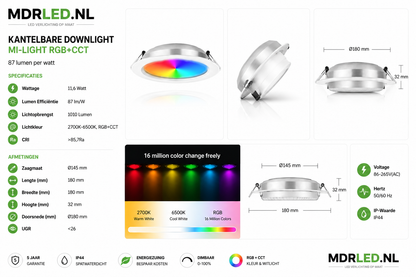LED DOWNLIGHT  MI-LIGHT  RGB+CCT  12 Watt MDRLED®