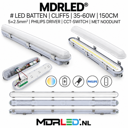 MDRLED® LED Batten 35–60W 150cm | CCT | Noodunit | Philips Driver