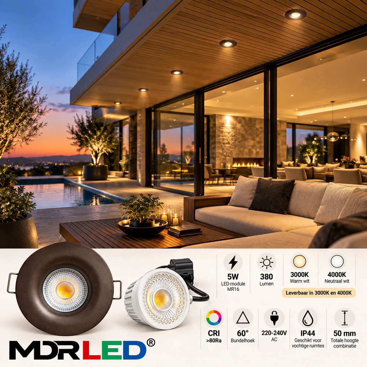 MDRLED® Inbouwspot Donkerbrons Ø88mm | 5W | 3000K / 4000K