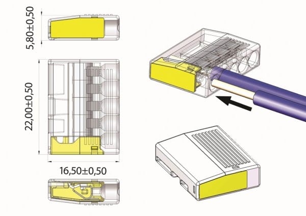 LASKLEM MINI  5-VOUDIG PER 100 STUKS  5 x 0.5 – 2.5 mm² MDRLED®