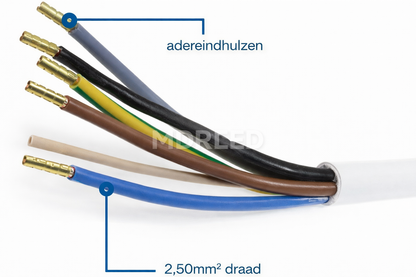 Perilex Aansluitkabel voor, oven,  kookplaten  5x2.5mm. 3-5-10 meter  MDR LED®