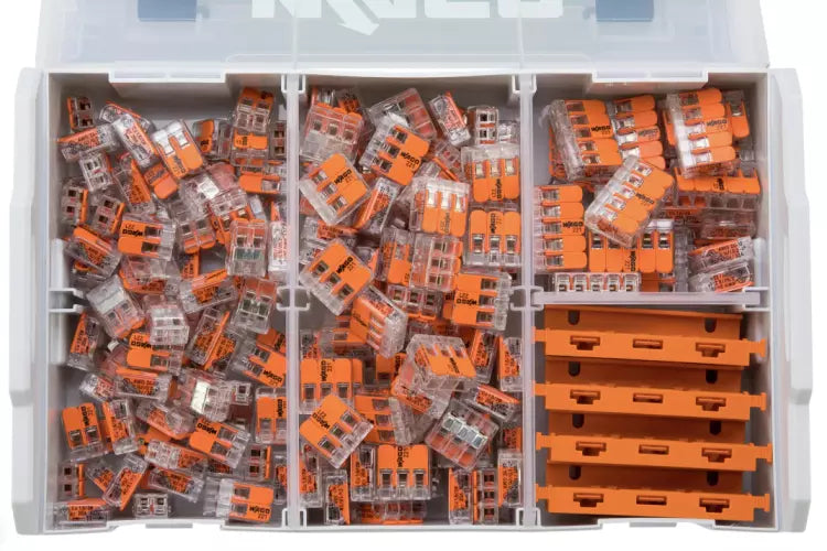 WAGO Assortimentsdoos Verbindingsklemmen 225 stuks | Serie 221 | Incl. Din-rail adapters