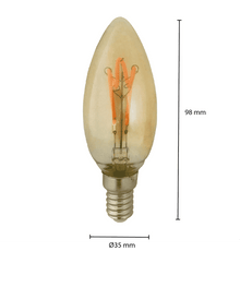 LED Filament E14 Kaarslamp - Dimbaar, Amberkleurig, 4W, 2200K MDRLED®