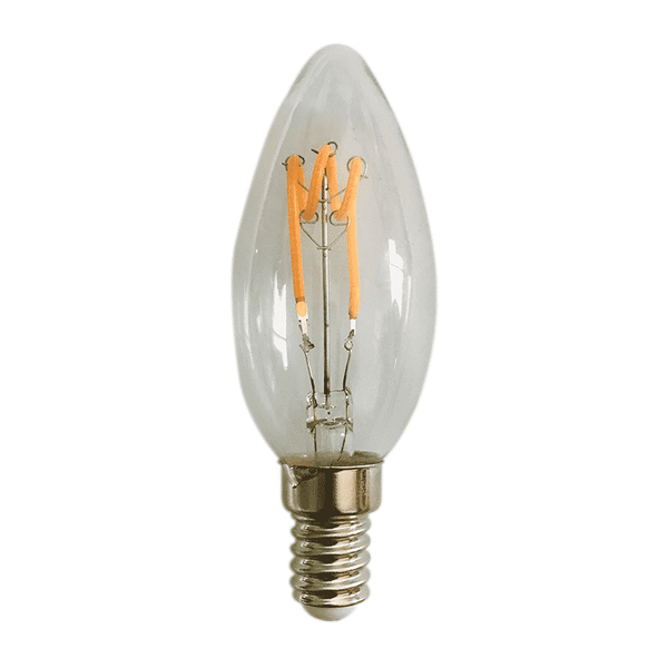 Żarówka LED Filament E14 w kształcie świecy - ściemnialna, przezroczysta, 4 W, 2200 K MDRLED®