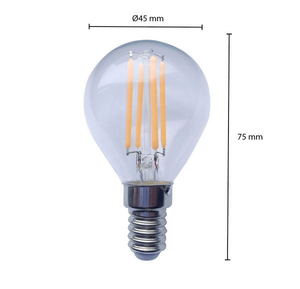 Żarówka LED Filament E14 w kształcie świecy - nastrojowa i energooszczędna - 1,6 W, 2100 K MDRLED®