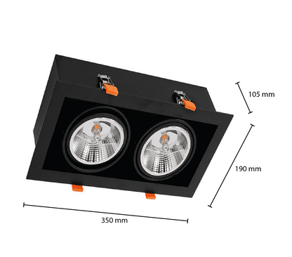 AR111 Doppelleuchte SCHWARZ-WEISS-SCHWARZ/WEISS MDRLED®