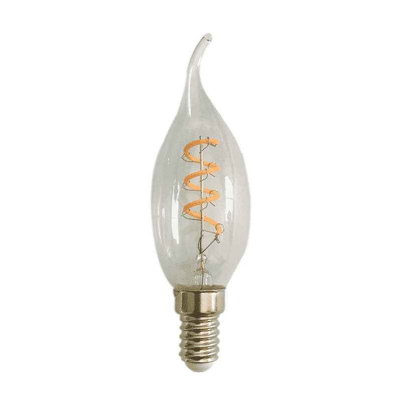 Żarówka LED Filament E14 w kształcie świecy - ściemnialna, przezroczysta, 4 W, 2200 K MDRLED®