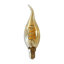 LED Filament E14 Kaarslamp - Sfeervol, Dimbaar, 2W, 2400K, Amberkleurig Glas .