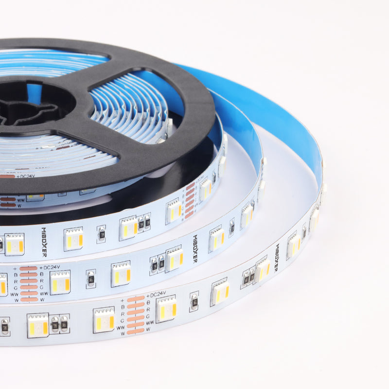 Taśma LED Model SMD5050 4 w 1 - 60 diod LED na metr - 24 V - 9,6 W/metr CCT RGBW - 3000 K Kolor RGB + CIEPŁA BIAŁA - IP68 MDRLED® 